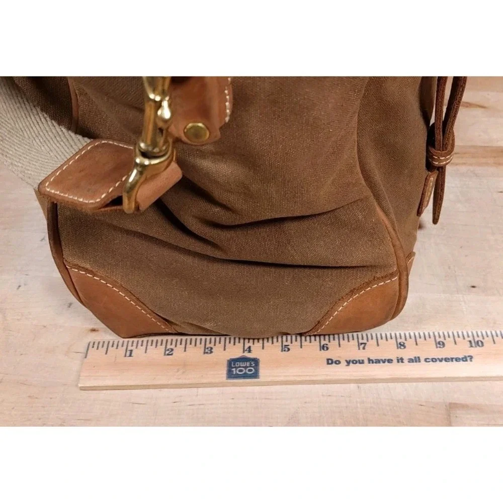 J Peterman Company Leather & Canvas Gladstone Brown Safari Travel Duffle Bag